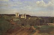Corot Camille The castle of pierrefonds oil on canvas